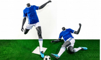 Football mannequin in window display