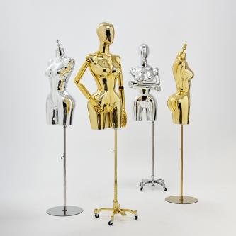 PUSL Curvy Body Chromed Gold Silver Color Female Dress Form